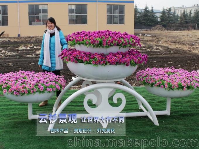 广场花架 北京云杉景观 户外铁艺花架 绽放 立体花架 组合花盆